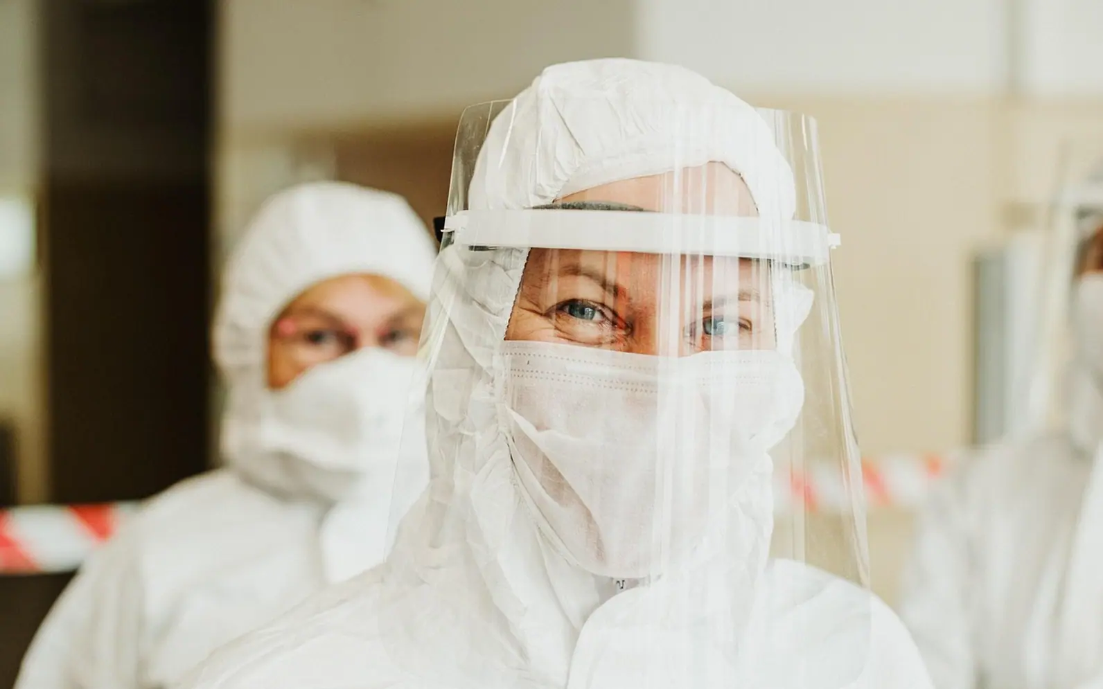 Protective suit, face mask and face shield