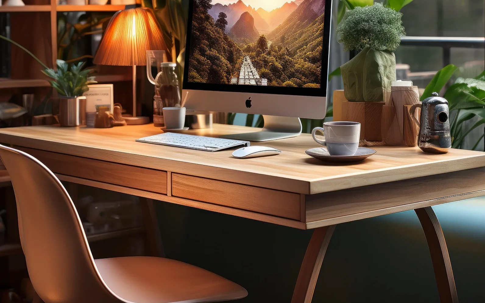 Desk, office and wood
